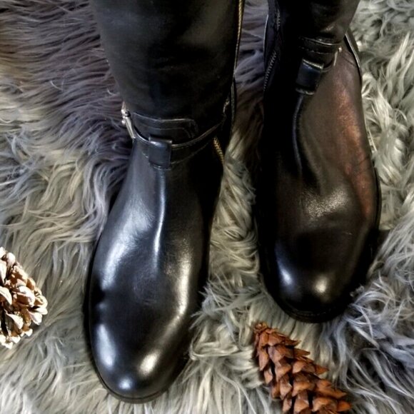 Coach Micha Black Leather Knee-High Boots – Size 6 - Picture 1 of 6